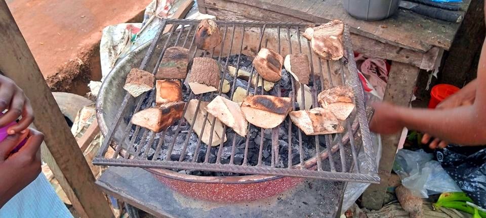 Roasted yams - a replica of what's done in the New Yam Festival