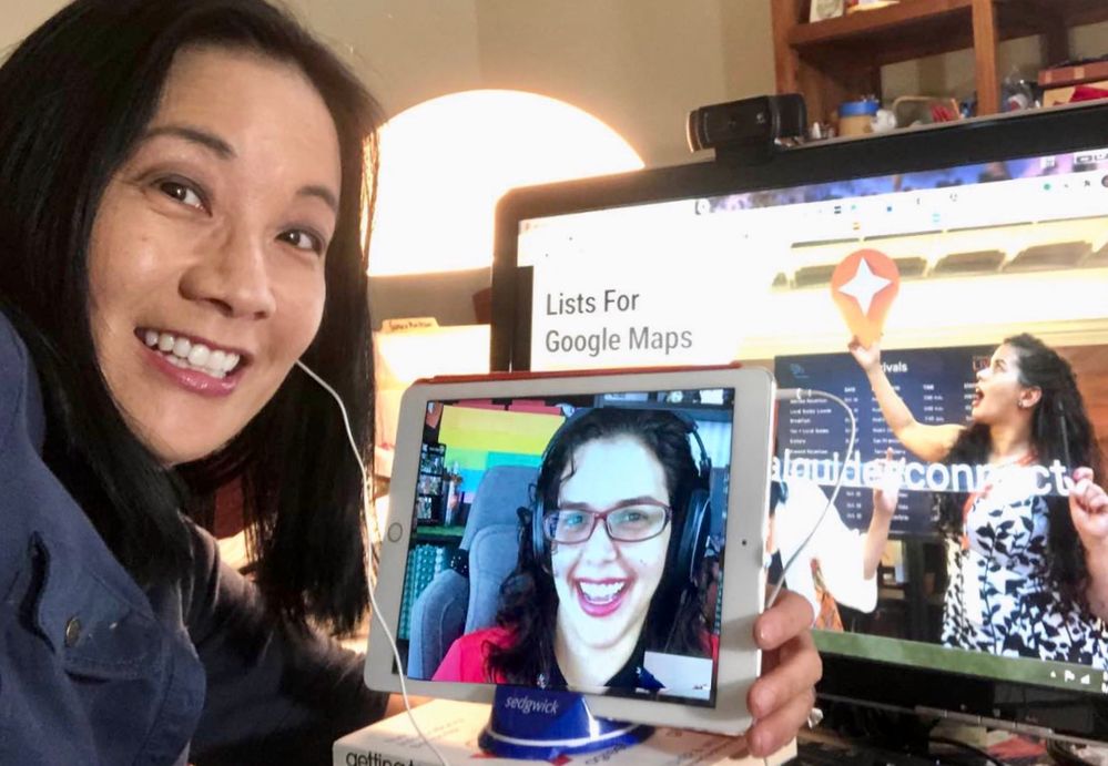 Caption: San Francisco Bay Area Local Guide @KarenVChin & Seattle Local Guide @Kwiksatik happily getting ready for their August 1, 2020's VIRTUAL: Local Guides Lists for Google Maps Talk" meet-up. Selfie: @KarenVChin