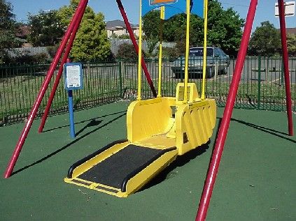 NOT MY PHOTO. Liberty Wheelchair Swing - designed and manufactured in Australia. Photo used as a reference only. Taken from Assistive Technology Australia website