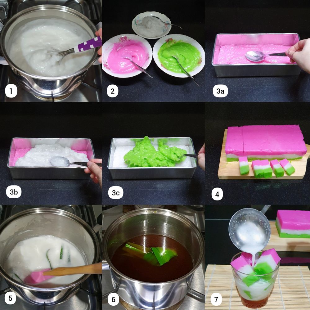 A collage of nine photos showing the cooking process of Selendang Mayang. (Local Guide @Lusianaa)