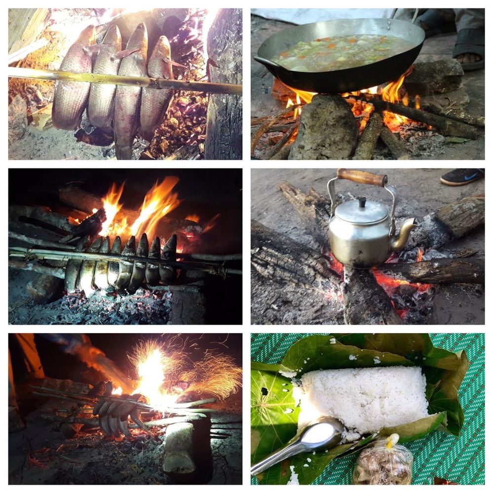 Dinner and lunch, cooking at site: fish from the local stream - yummy and sweet!