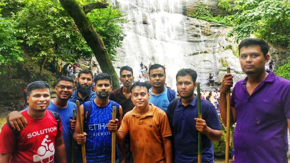 Caption: Khoiyachora watre falls in side all local guide group photo.
