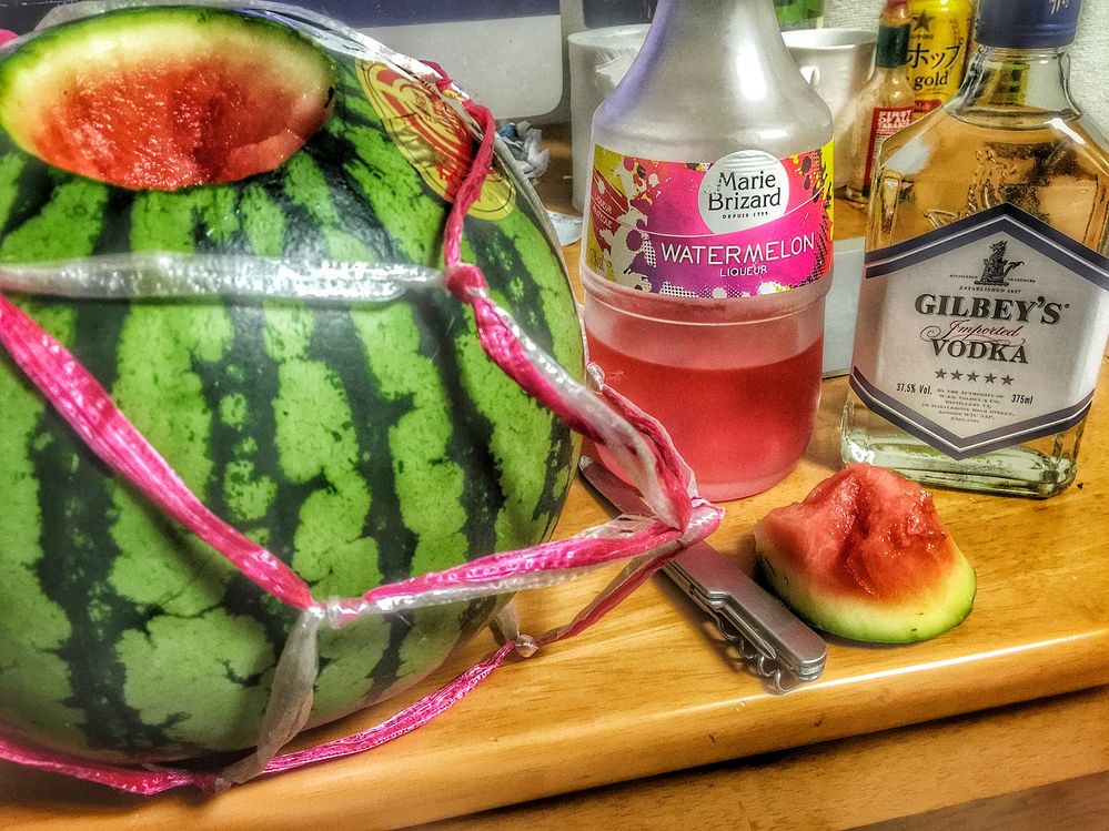 Caption watermelon infused with watermelon vodka