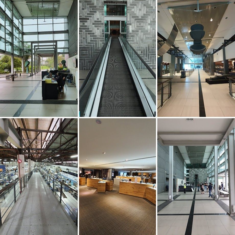 Caption: A collage of six photos taken inside the Royal Selangor Visitor Center in Kuala Lumpur, showing different areas, all wheelchair-accessible. (Local Guide @StephenAbraham)