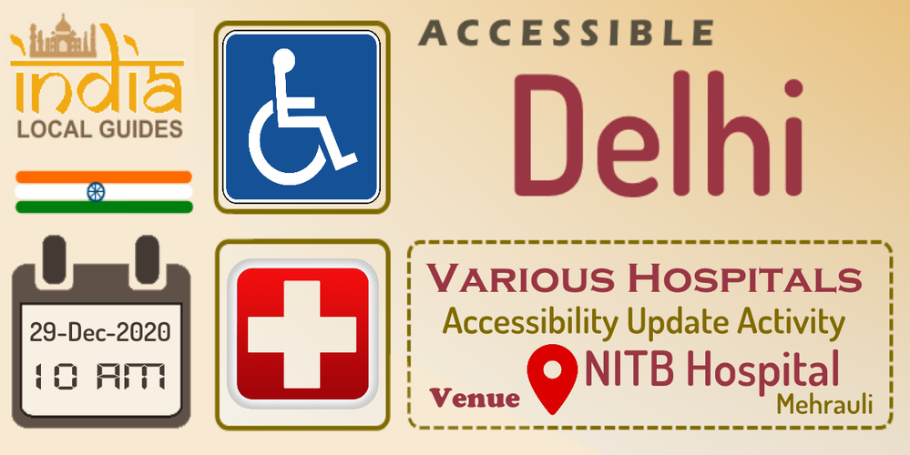 Caption: Banner of the Episode 21 of Accessible Delhi Meetup - Hospitals