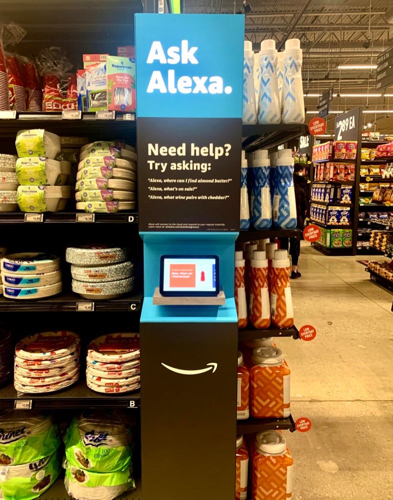 Alexa Station at the amazon fresh store.