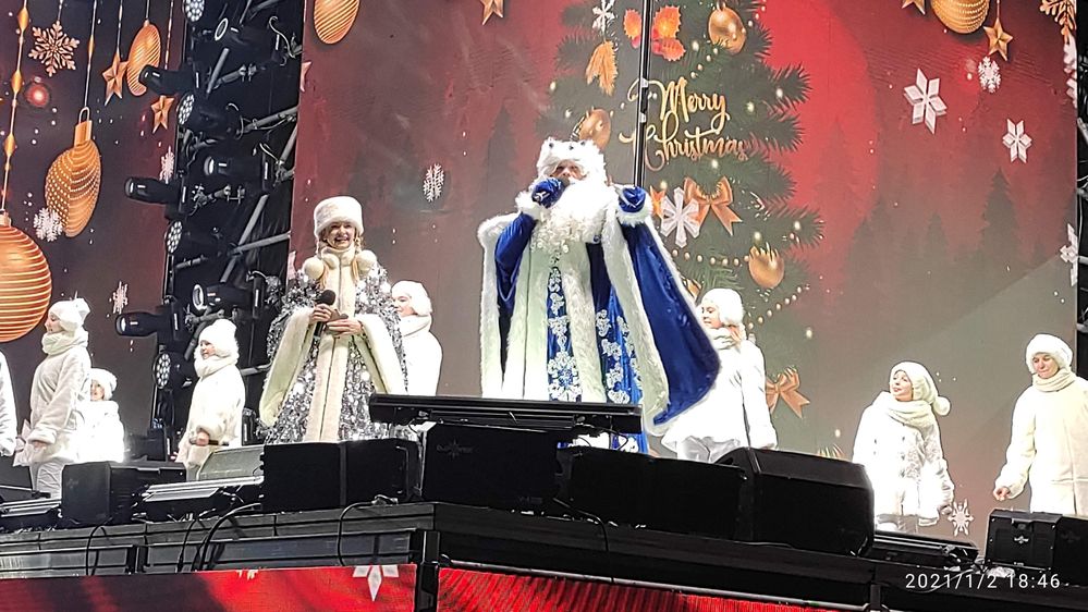 Ded Moroz (Father Frost) and his granddaughter Snegurochka, 2020