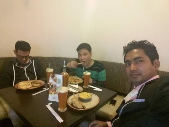 With my friends.........