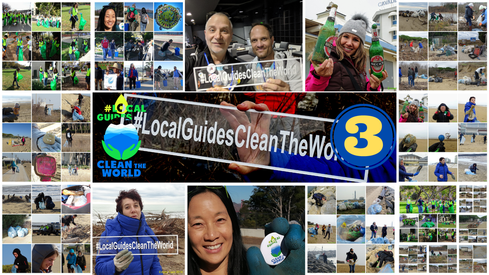 Caption:  a collage of 108 photos of clean-up activities all around the world - photos, @ermest