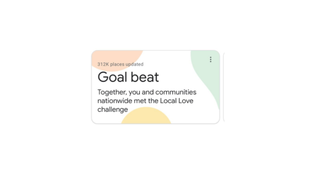 Caption: A screenshot that says "goal beat" celebrating the Local Love challenge.