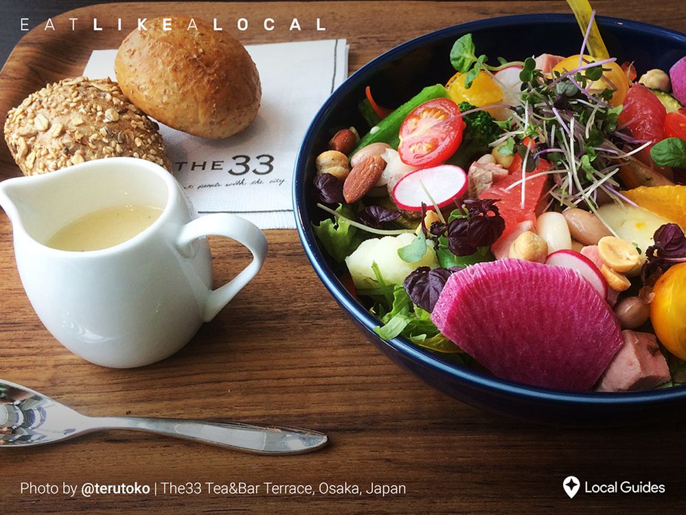 Yummy salad from @terutoko at The33 Tea&Bar Terrace, in Osaka