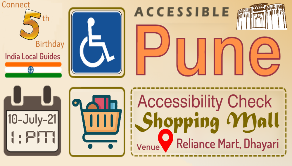 Banner of the Meetup: Accessible Pune 24 Shopping Mall  conducted by local guide @Tushar_Suradkar