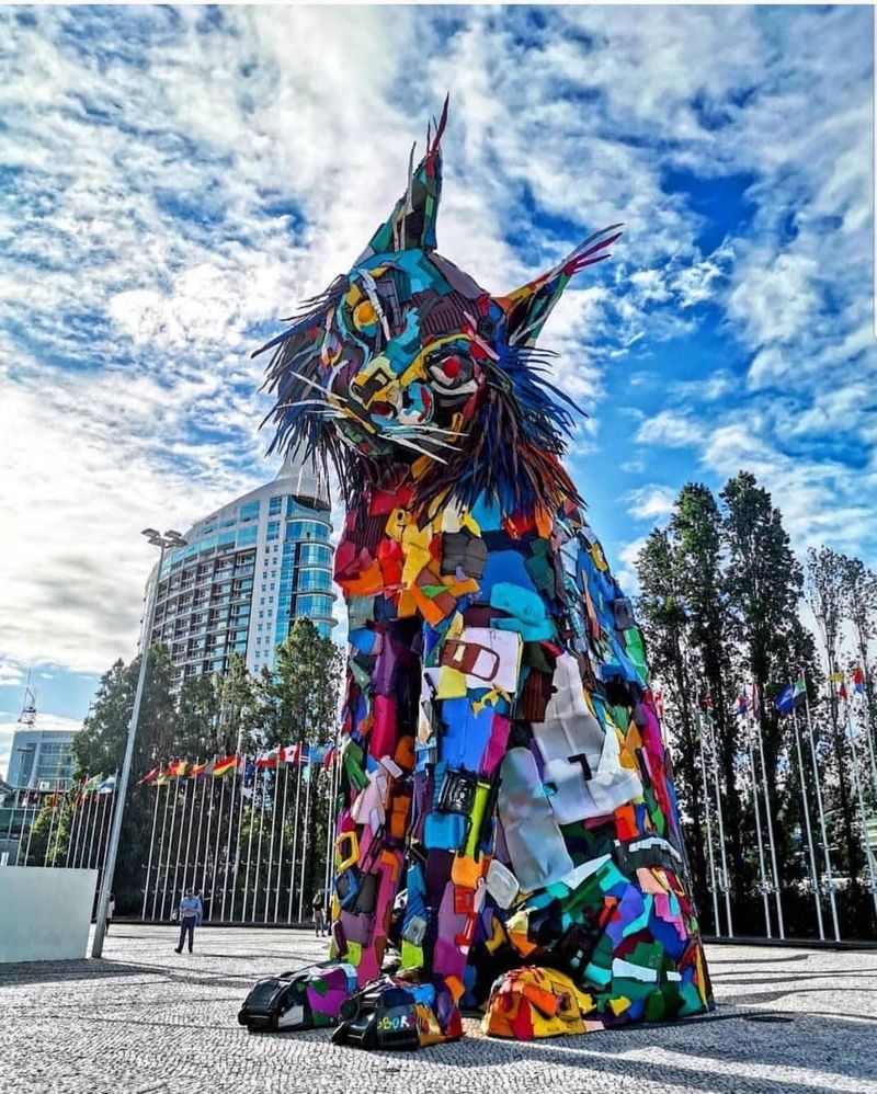 Caption: A huge cat sculpture at Park of Nations in Lisbon, Portugal. (photo captured and edited  by myself)