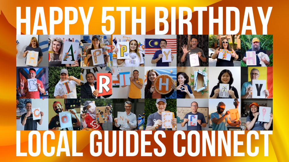 Caption: A mosaic of photos with text that says “Happy 5th Birthday Local Guides Connect.” (Local Guide Adrian Lunsong)