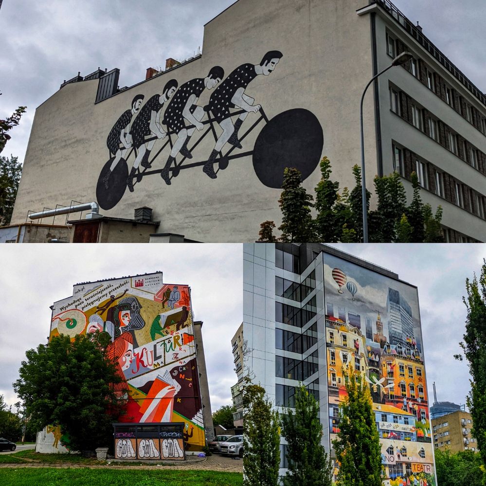 Collage of street art in Warsaw.