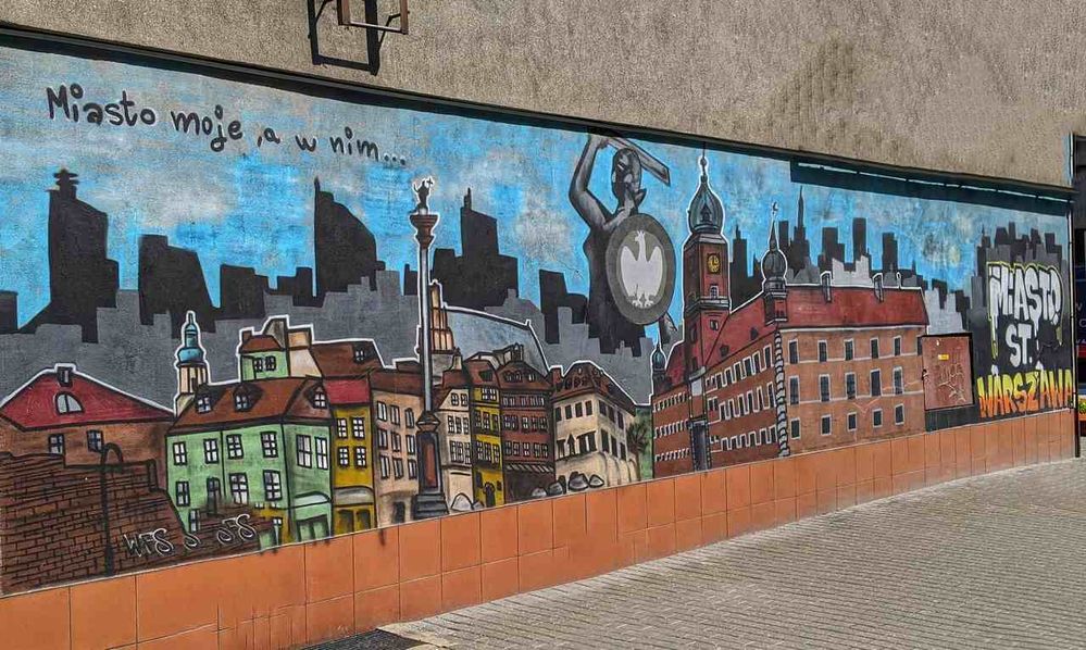Warsaw panorama mural