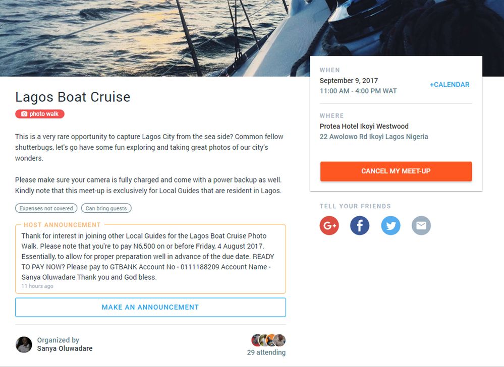 Lagos Boat Cruise - Host Announcement