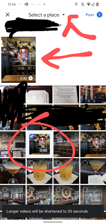 Select the video before selecting the location.  Then select the location on top.