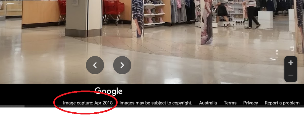 Caption: A screenshot showing the image capture date on Google Maps