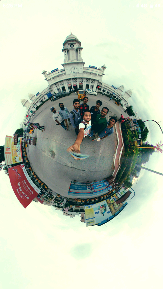Little planet view of local guides at kachiguda railway station during the geo walk