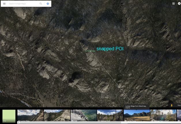 Photo pointer shows at snapped POI location and not the true location from the photos layer when browsing Google Map.