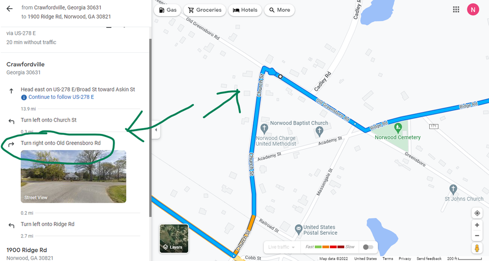 Norwood Ga Truck Route correct way.png