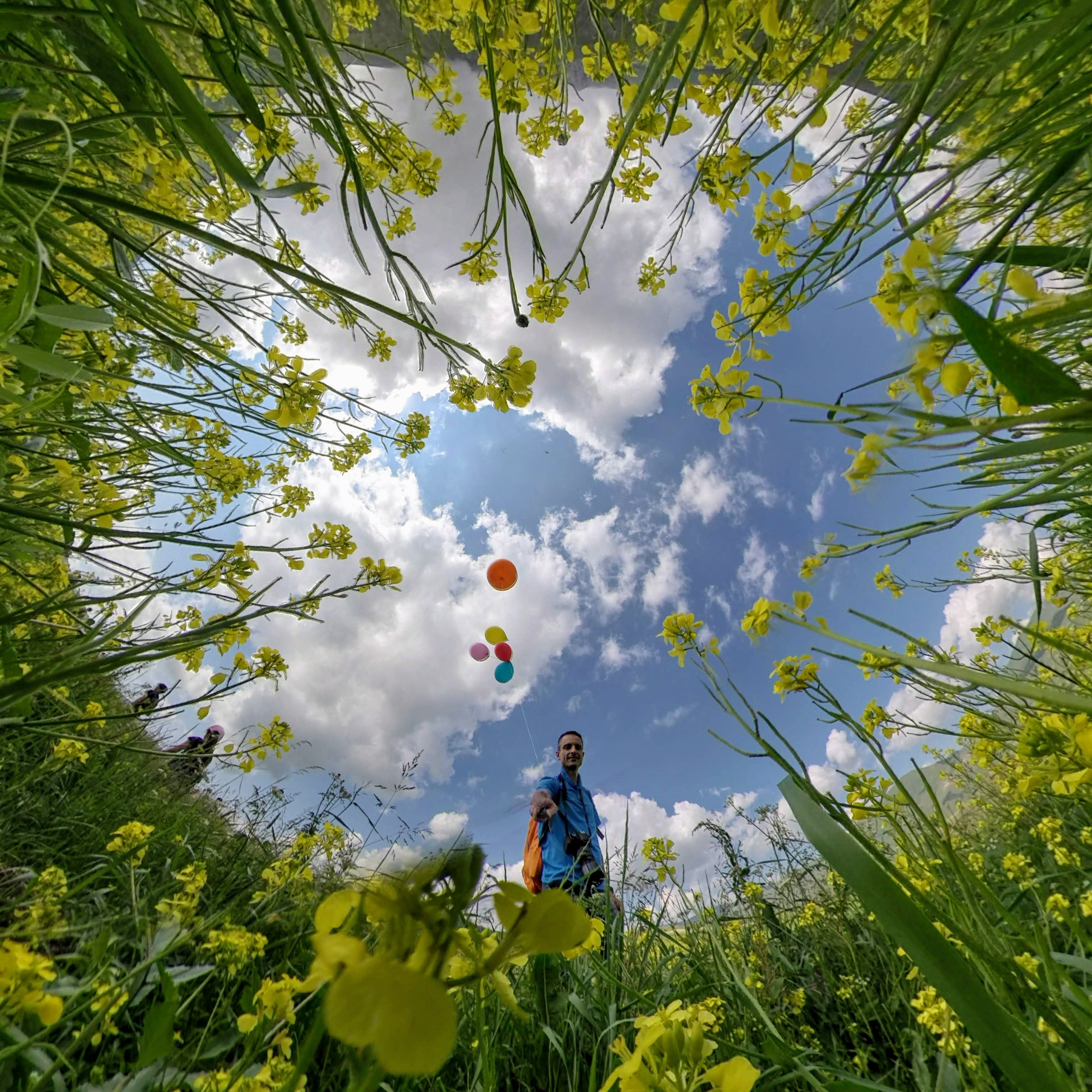 360 selfie photo while holding balloons took from inside the flowers - Local guide @LuigiZ