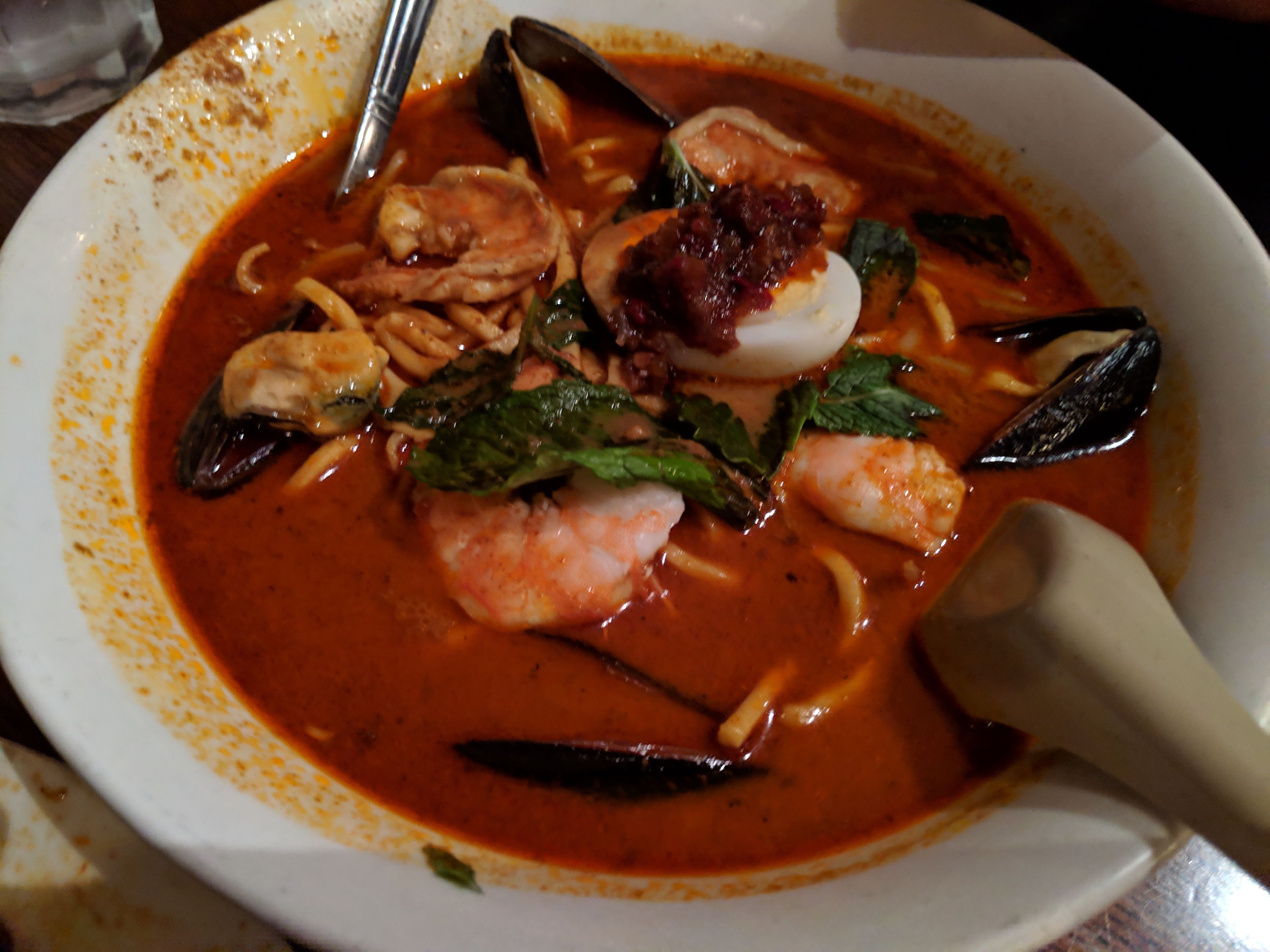 Mayasian shrimp noodle soup