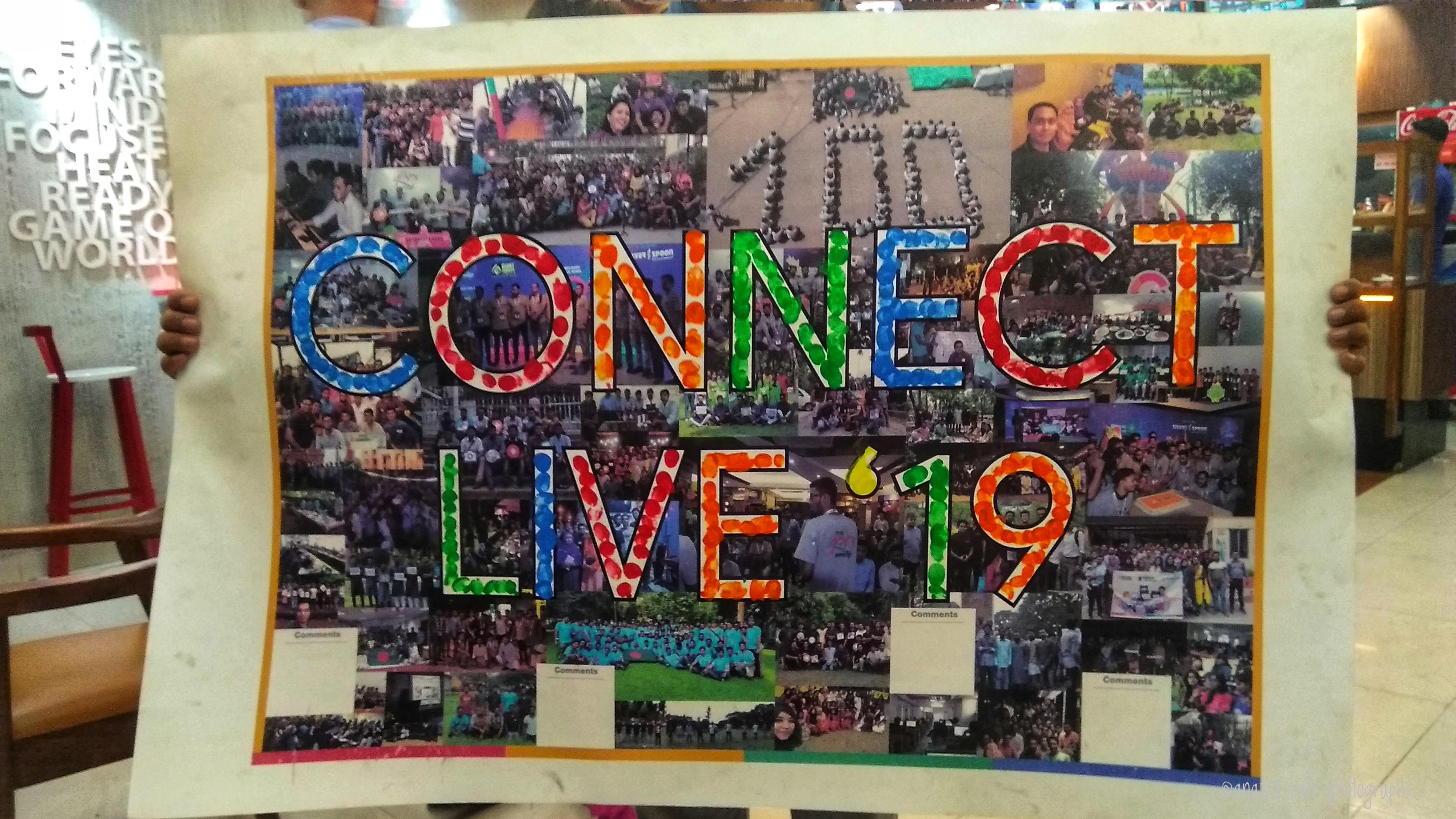 Connect live'19 wish board with fingerprints of BDLG members with lots of meetups photos on the background. Photo: Local guide Aziz Ullah