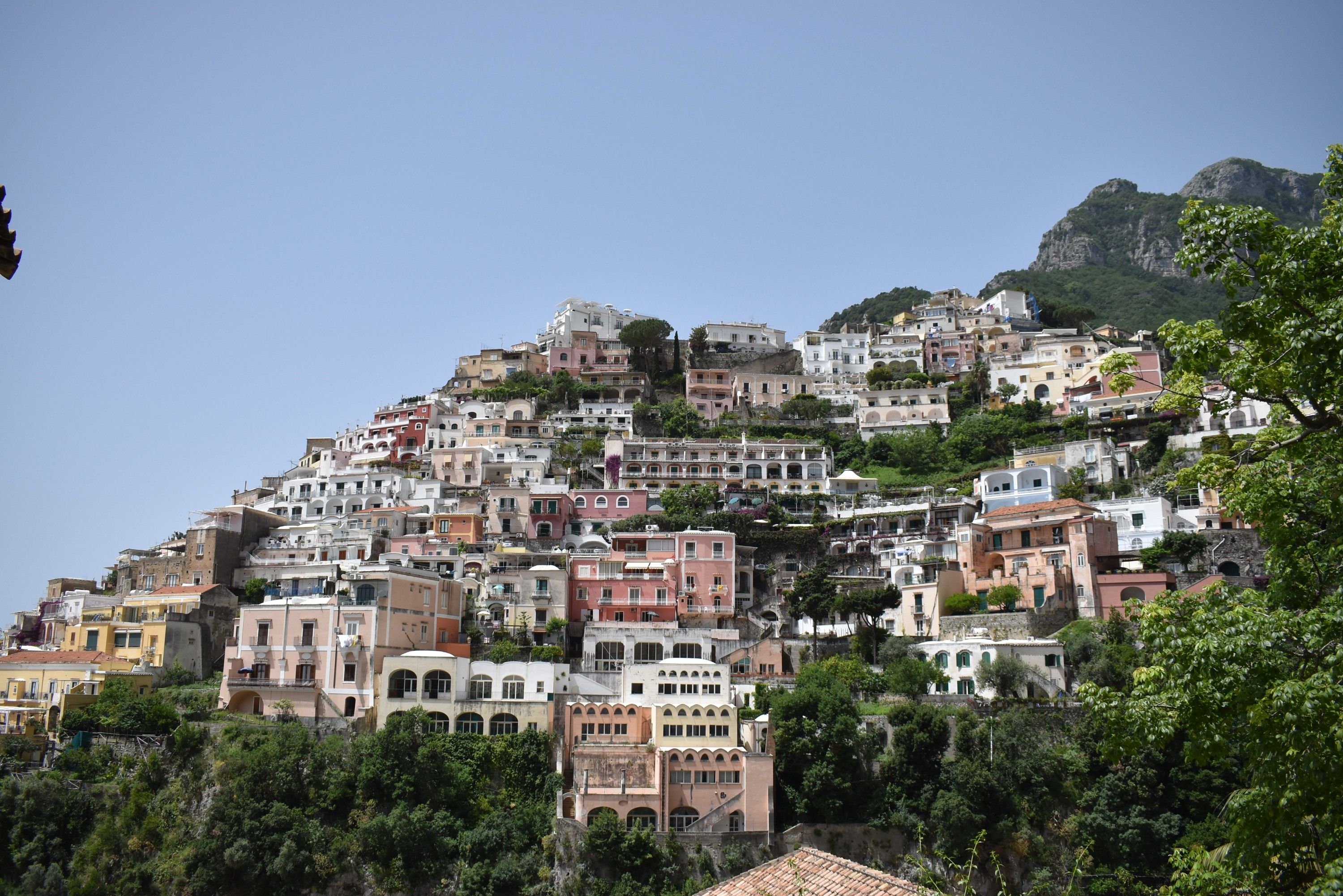 Caption: A photo of many colorful houses on a steep hillside, surrounded by lush green trees. (Local Guide @MoniDi)