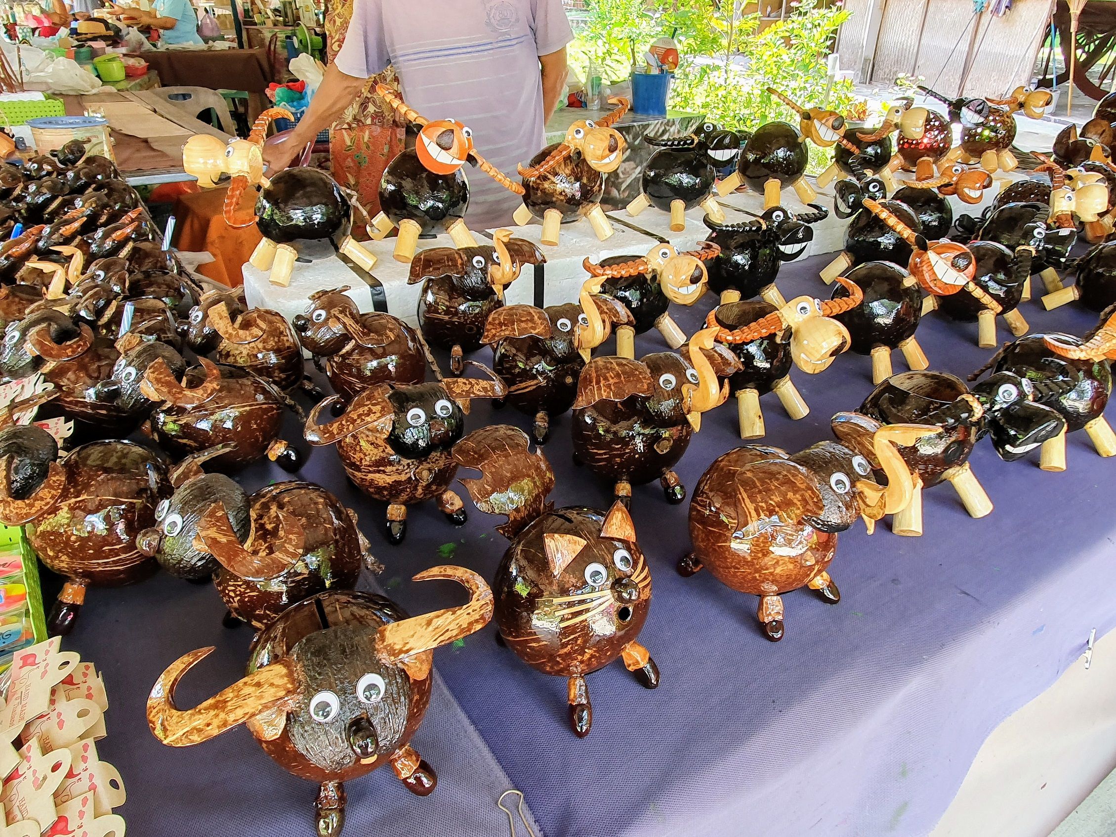 Animal dolls made from coconut shells, Buffalo Village