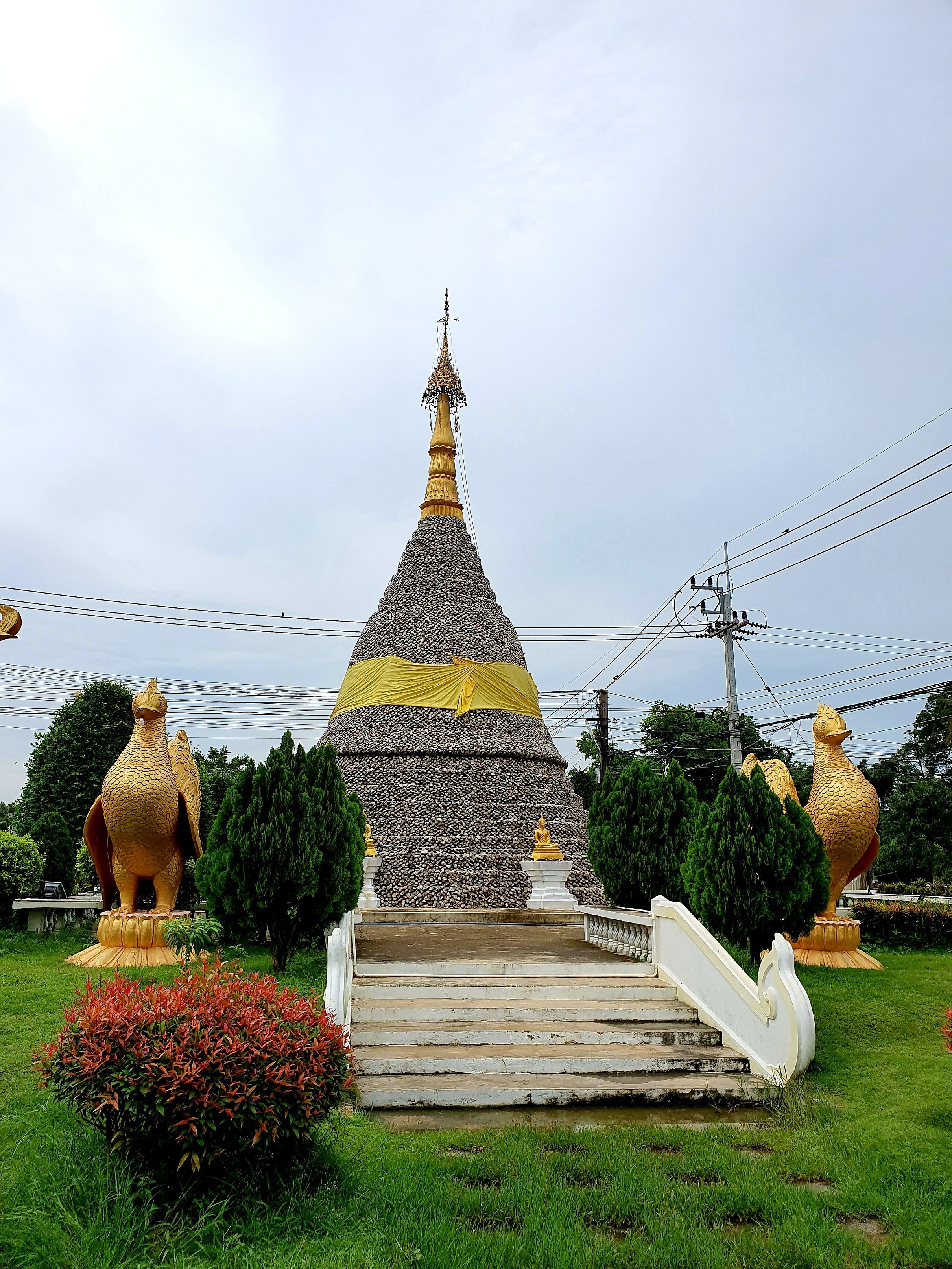 Pagoda made of giant oyster shells, Wat Chedi Hoi, Pathum Thani, Thailand