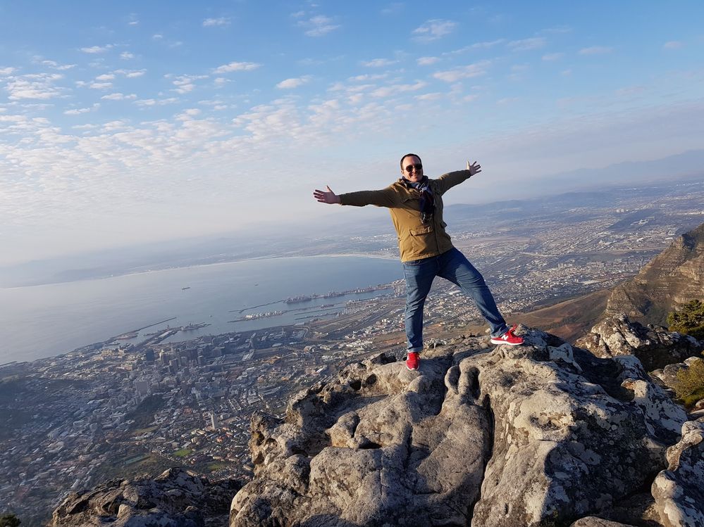 Me at the top of the Table Mountain in Cape Town, South Africa.