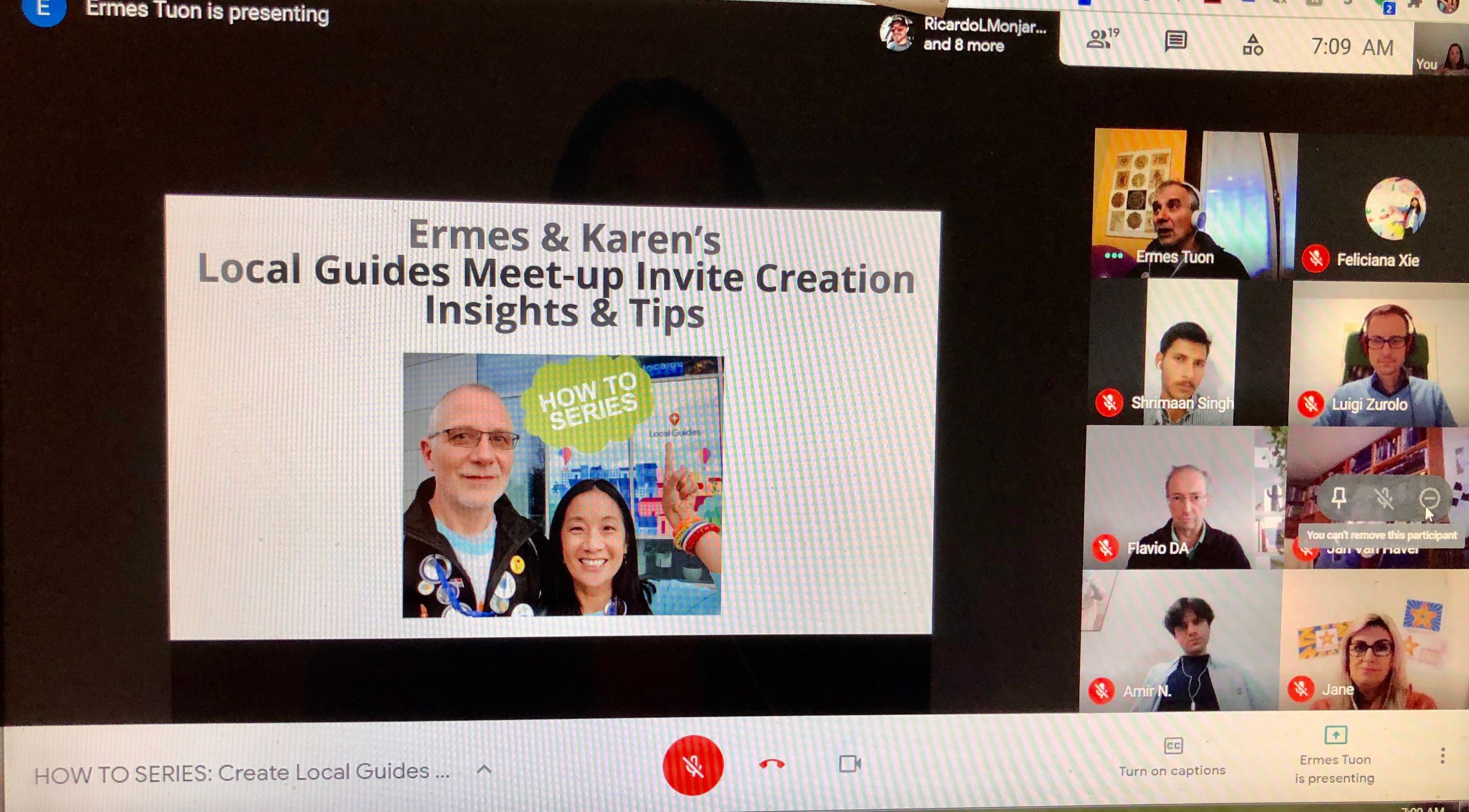 Caption: Presenting Ermes Tuon & Karen V Chin's Local Guides Meet-up Invite Creation Insights &Tips as part of HOW TO SERIES: Create Local Guides Virtual Meet-up Invite Talk. Screenshot: @karenvchin
