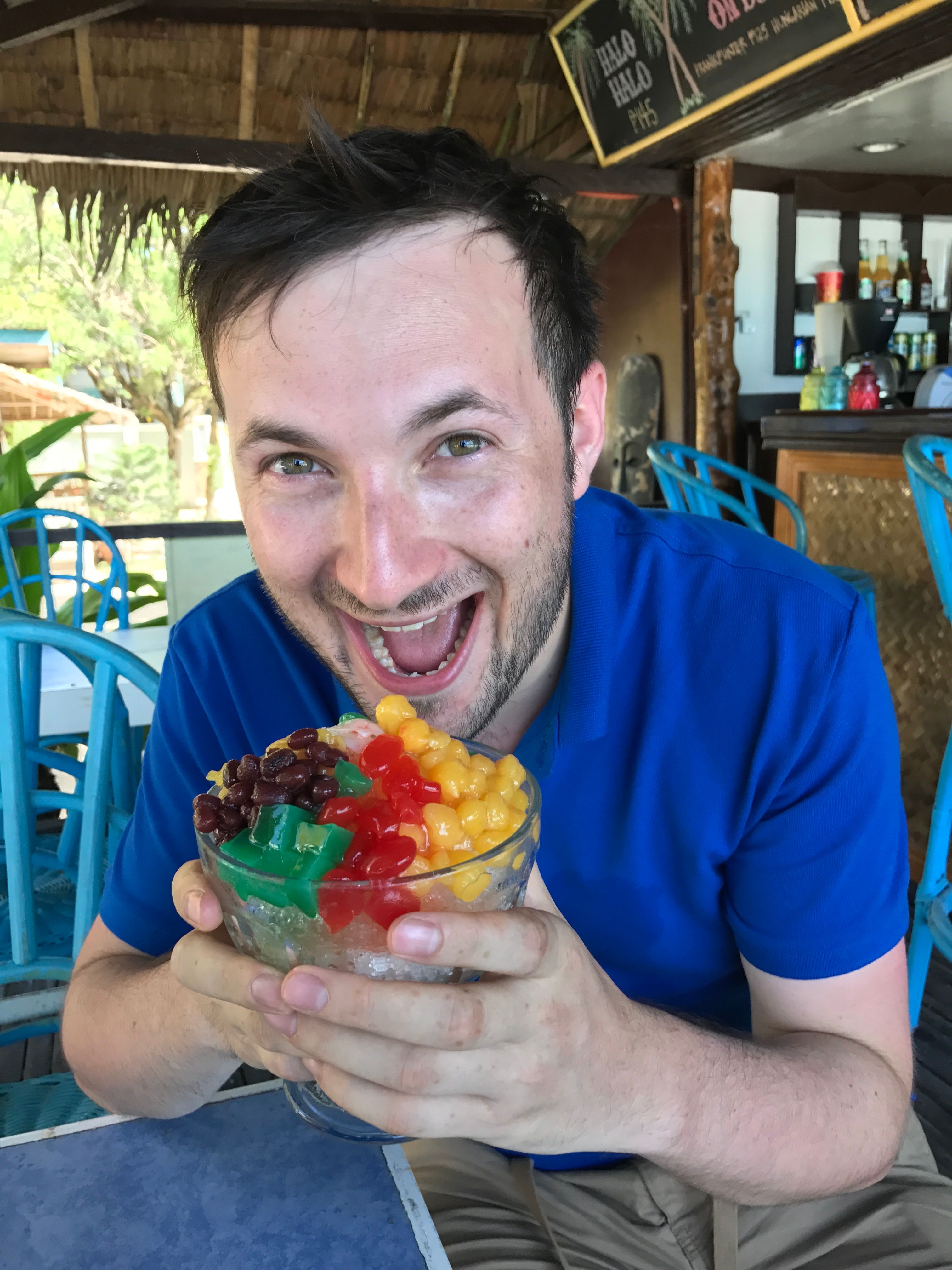 Enjoying a Halo-Halo in the Philippines