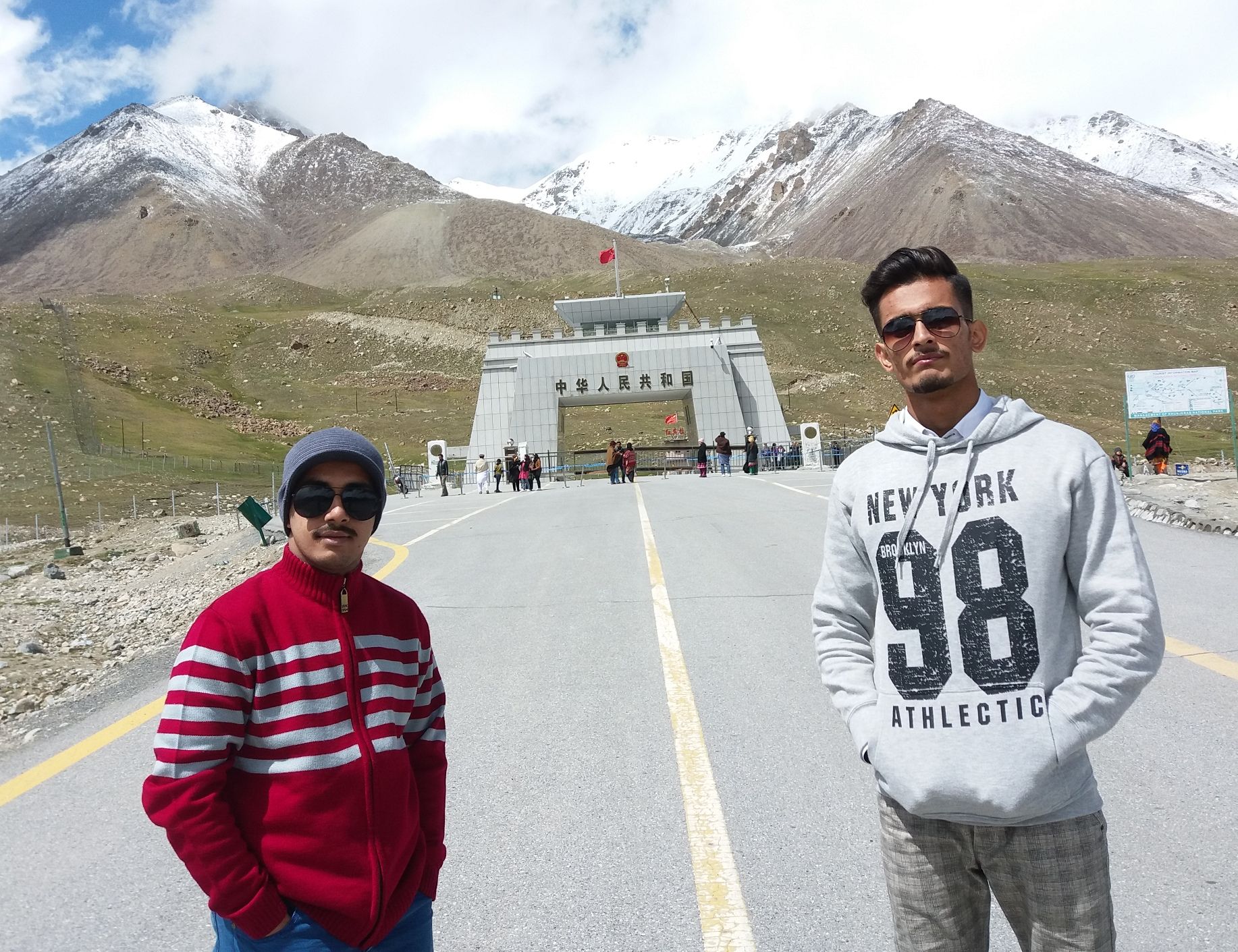 Me and my travel partner at Khunjerab Pass.