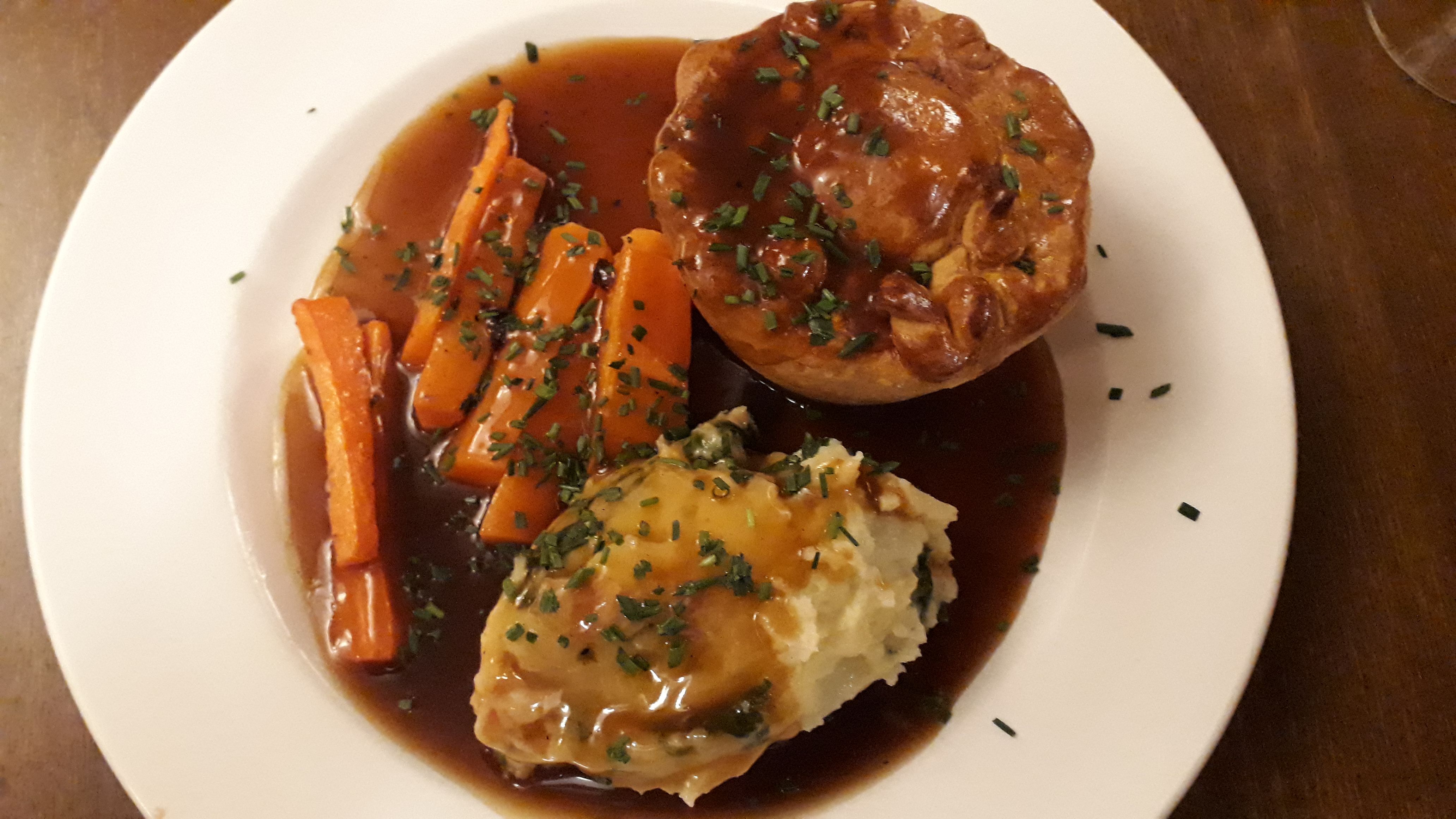 Beef and ale pie with cheddar mash