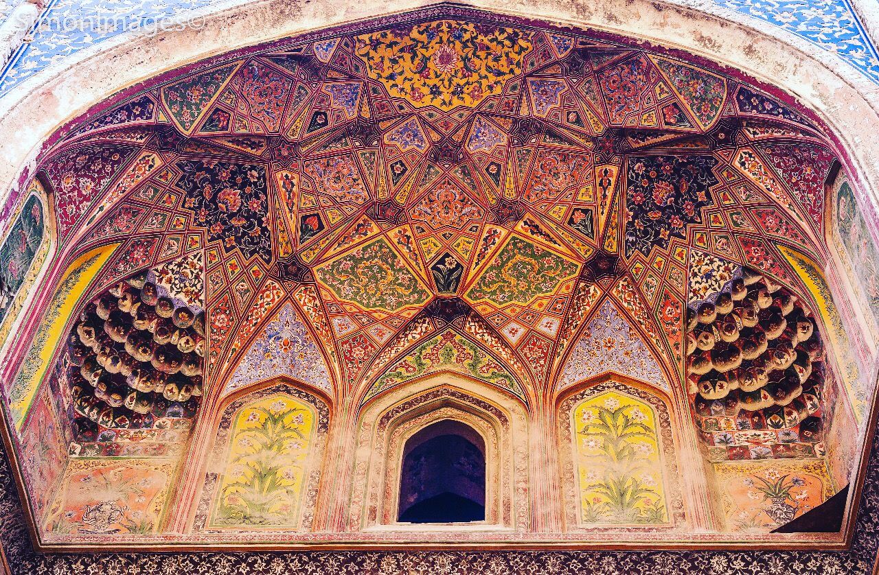 Architecture of historical Mosque Wazir Khan at Walled City of Lahore, Punjab - Pakistan.