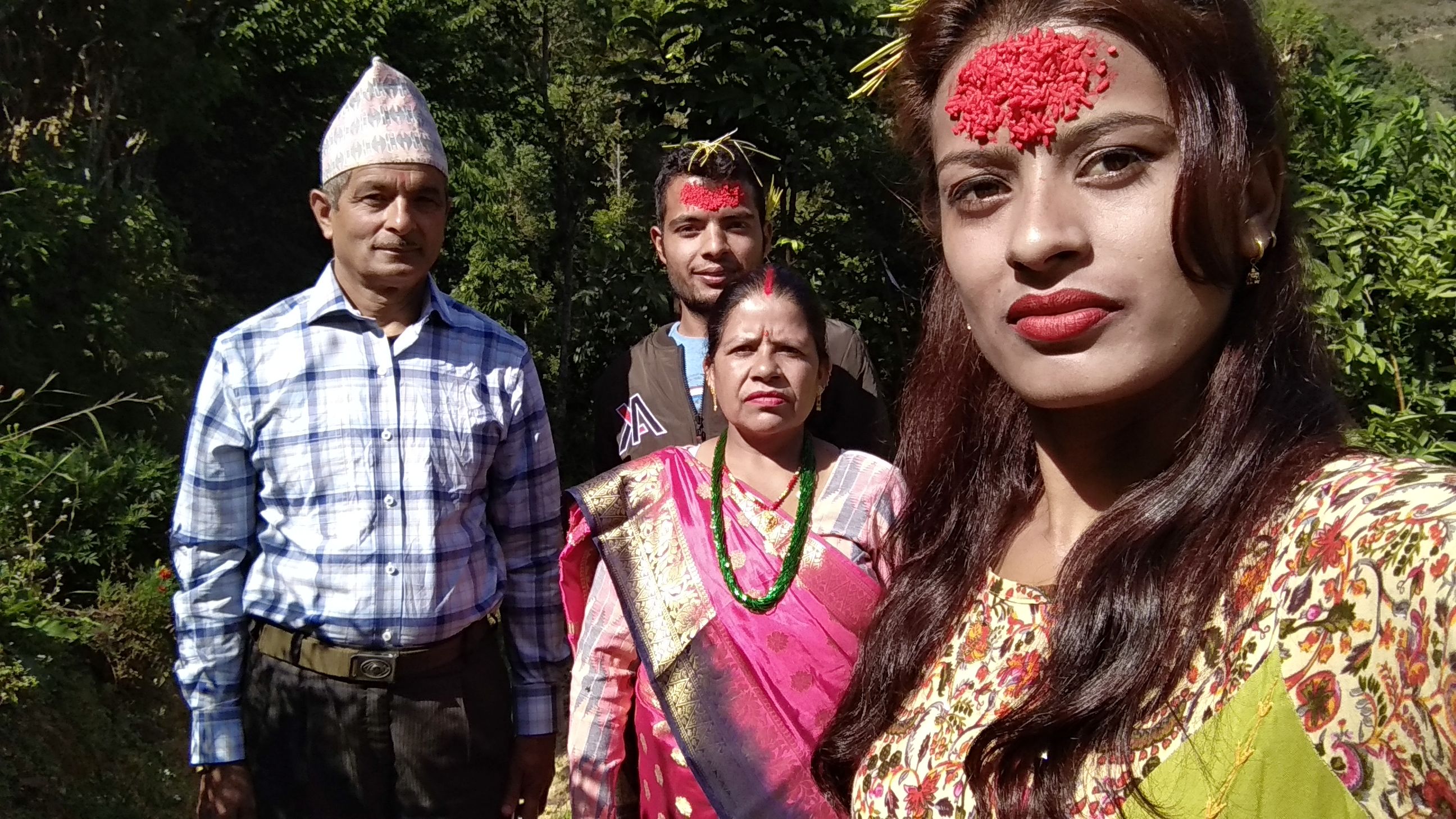 With my dad, mum ans sister in the 10th day of Dashain
