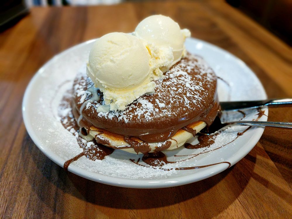 Chocolate pancakes are the best, especially with icecream and lots of Nutella sauce!