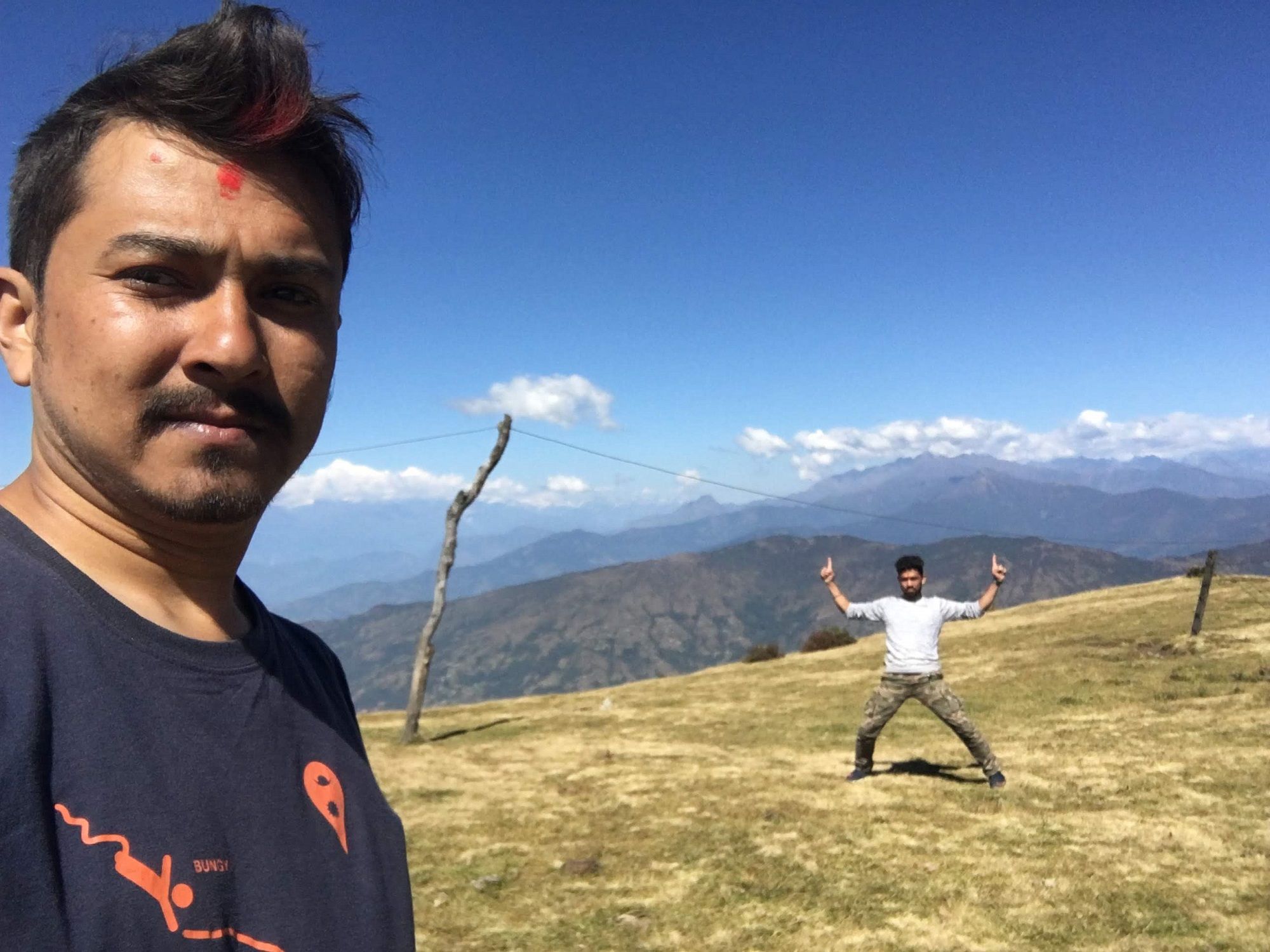 Uncle and me, Everest Range on background