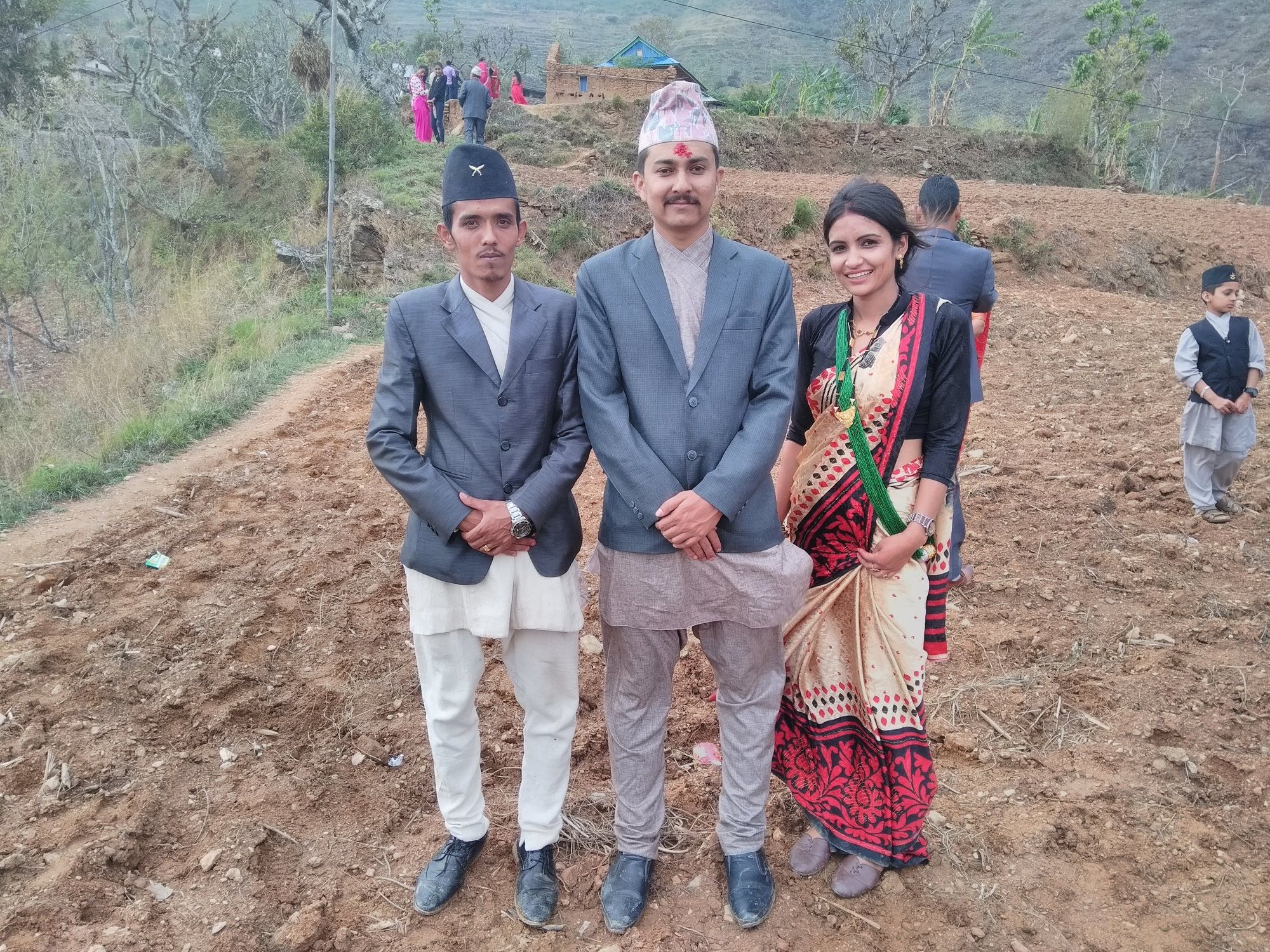 Me in Nepali dress with Brother and  Sister in Law