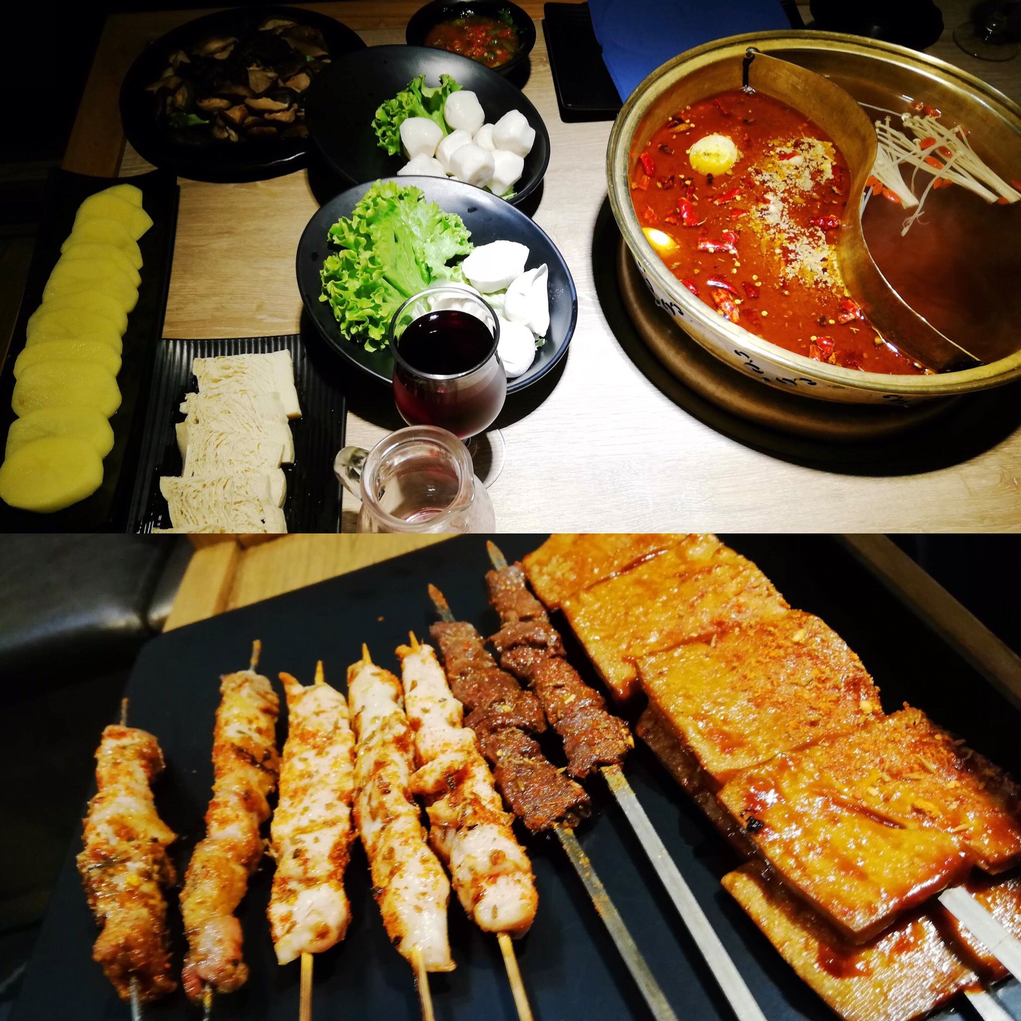 A hotpot and a Chinese barbeque