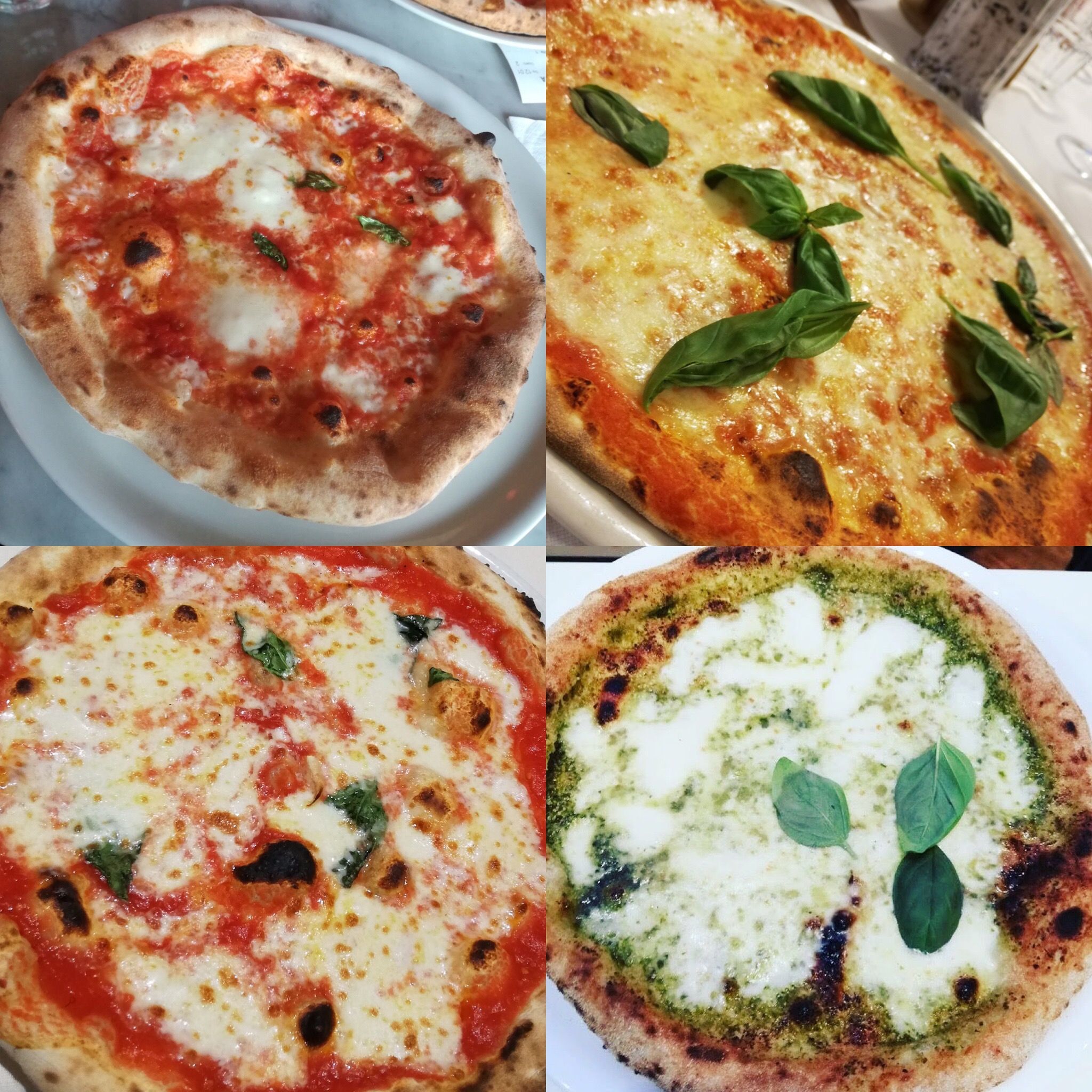 4 different Italian pizzas