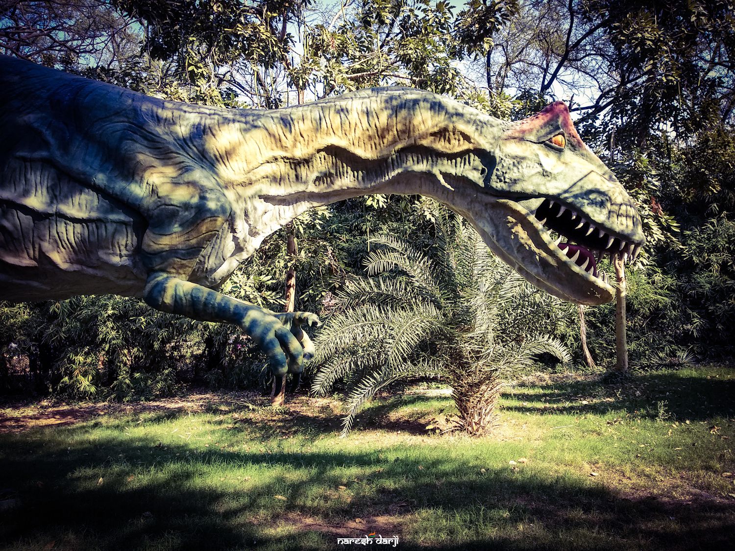 Dinosaur sculpture in Indroda Nature Park