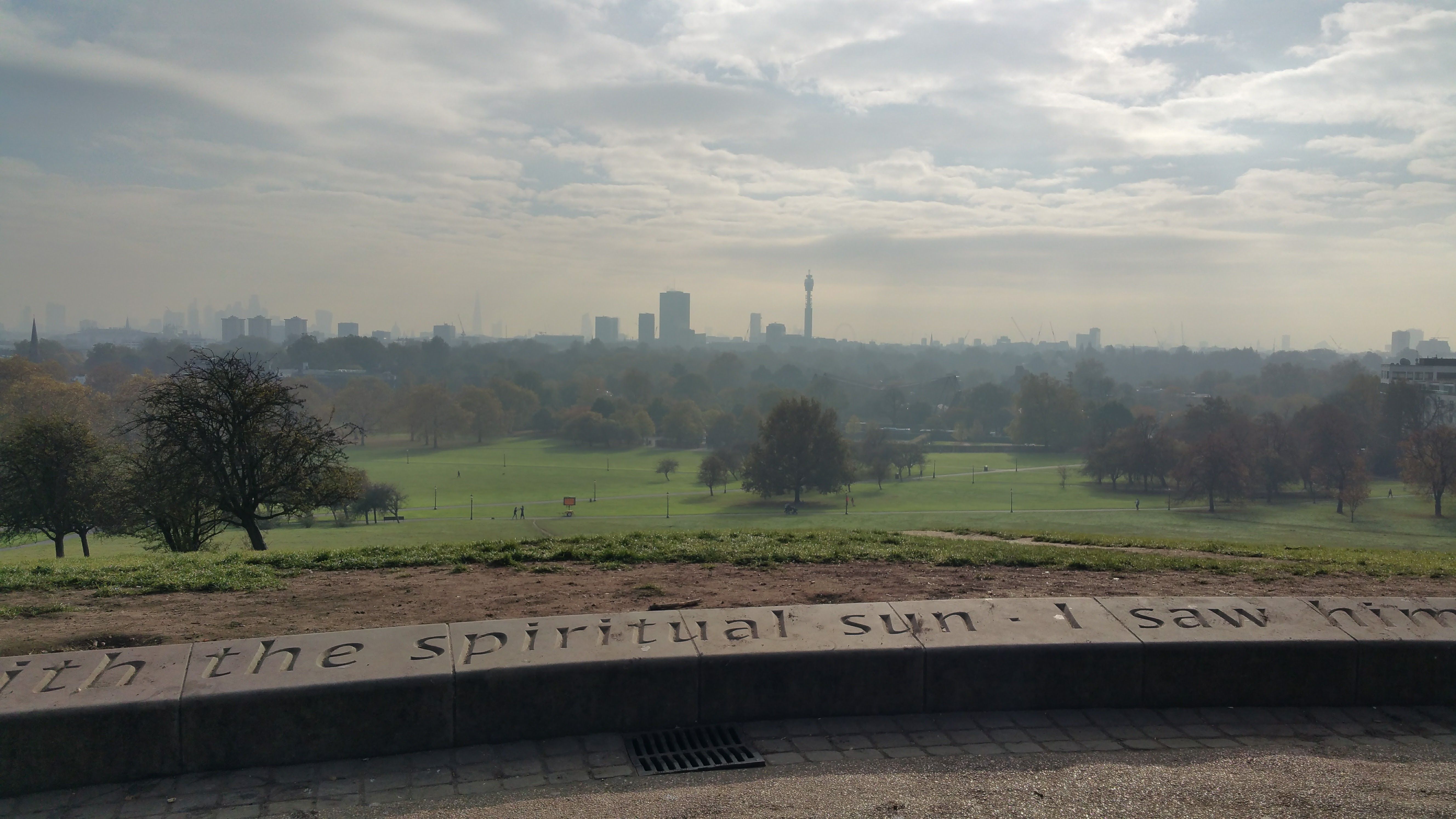 View from the top of the hill of Regent's park, London