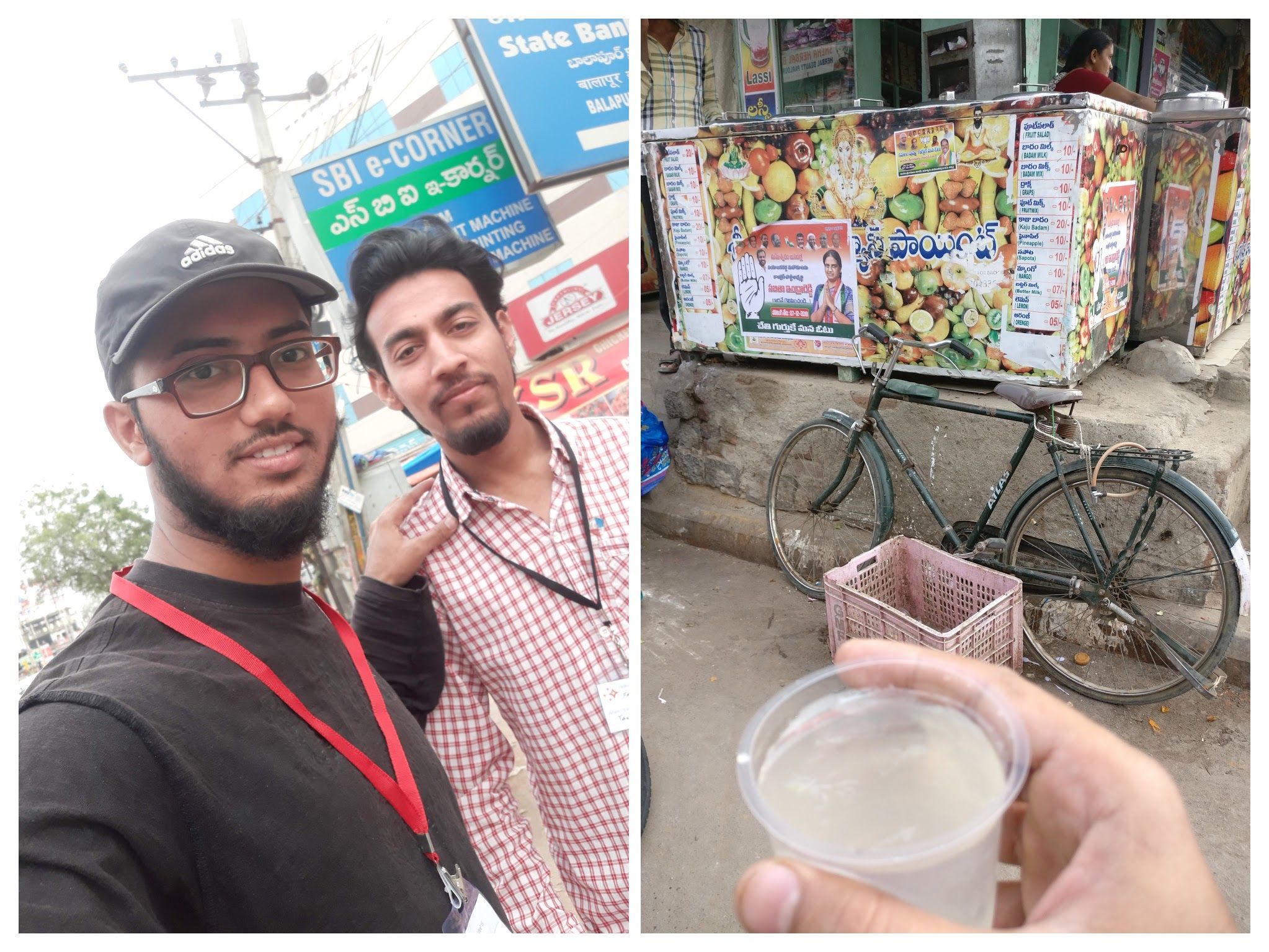 Caption: Left - Me with Shafi Ahmed     |        Right: Lemon juice prepared by women (in front of juice centre owned by women)