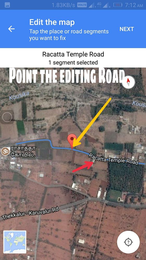 Point the editing Road sigments - Next button