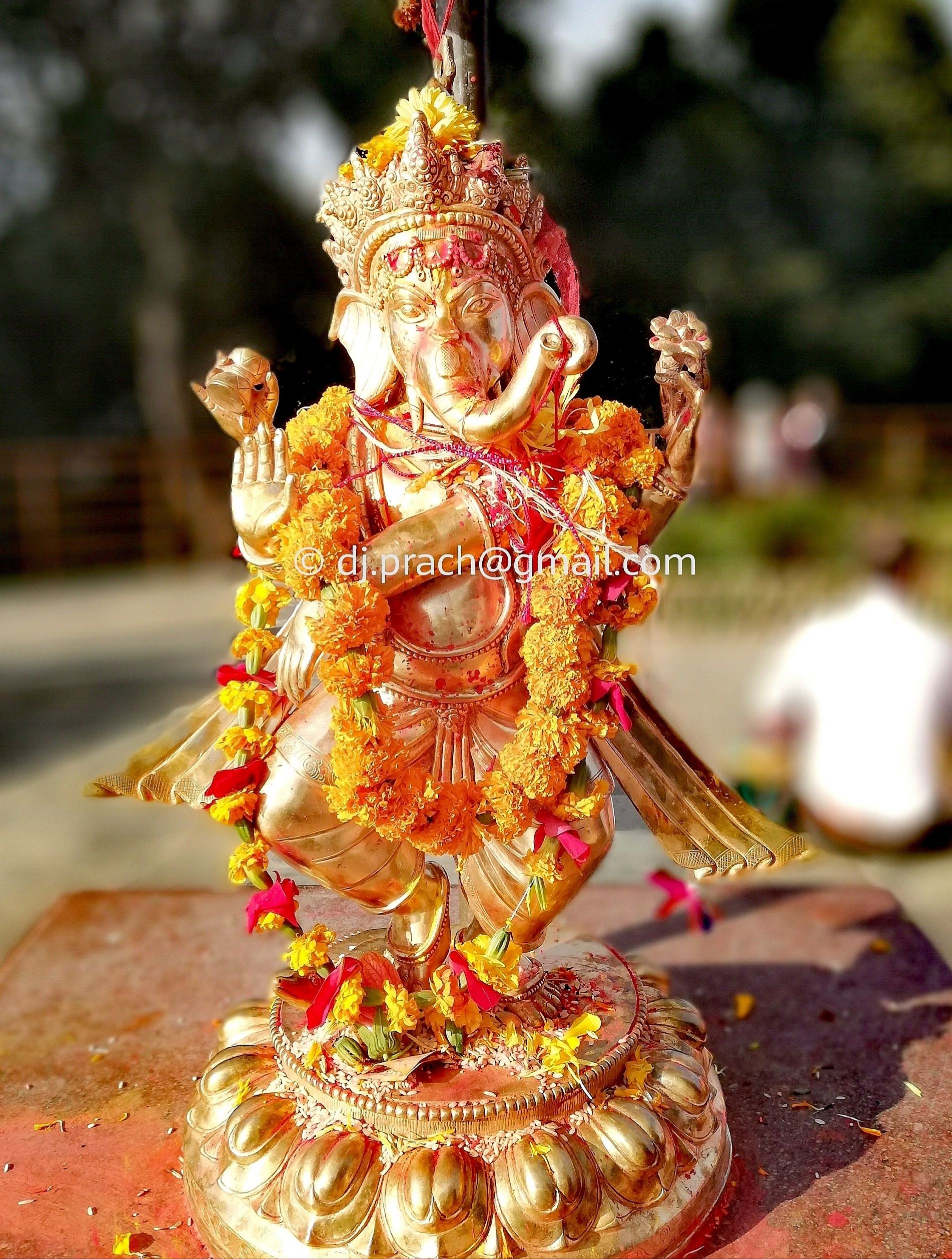A photo of God Ganesh decorated and worshipped at the promises of Chandragiri Hills, Gonga Chow:, Nepal.