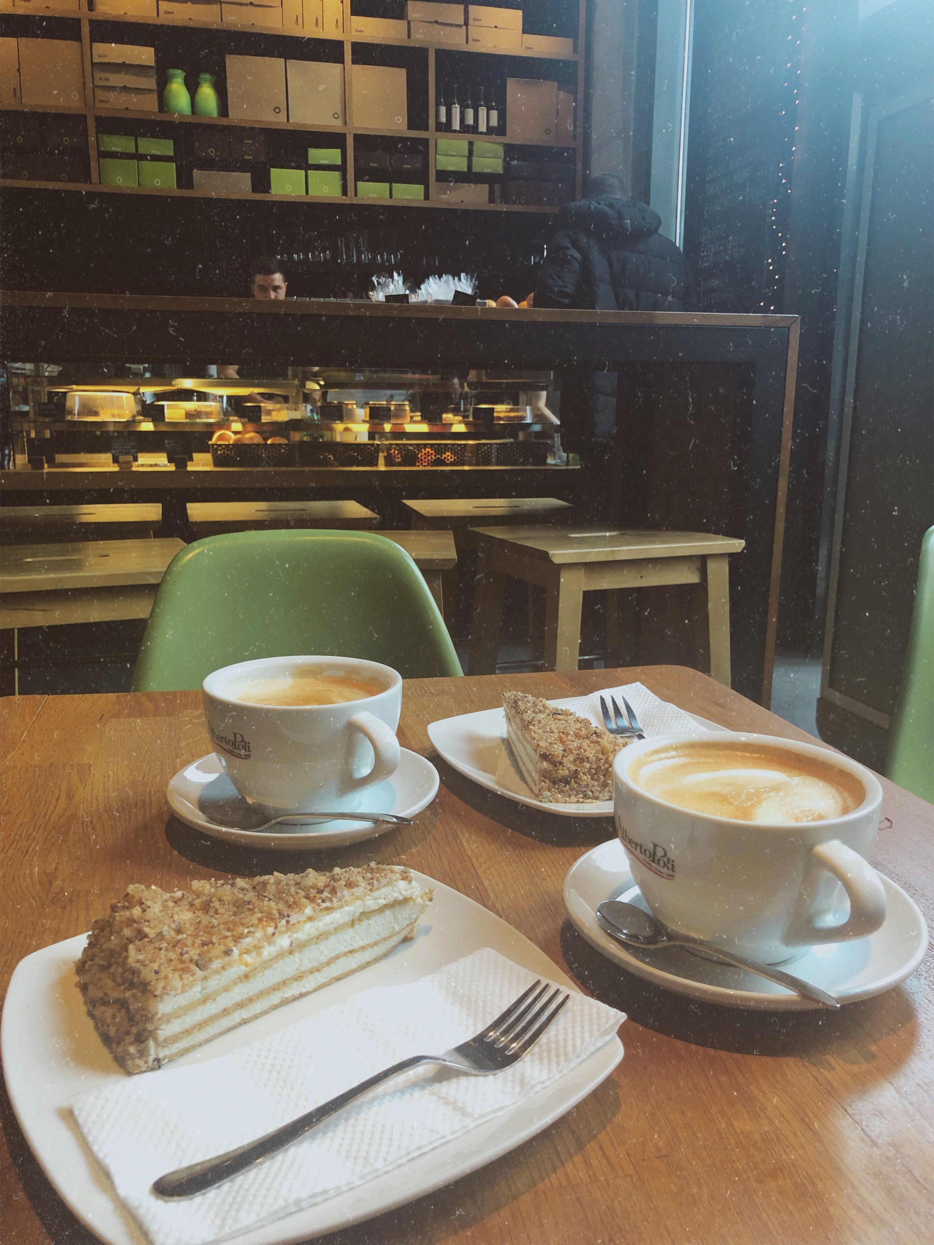Caption: A photo of  two cappuccino and two cakes in a cafe, Sofia, Bulgaria. (Local Guide DanniS)